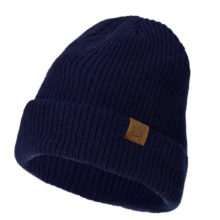 Miler Menswear | Granatowa Czapka Meska Beanie Z Welny Merino