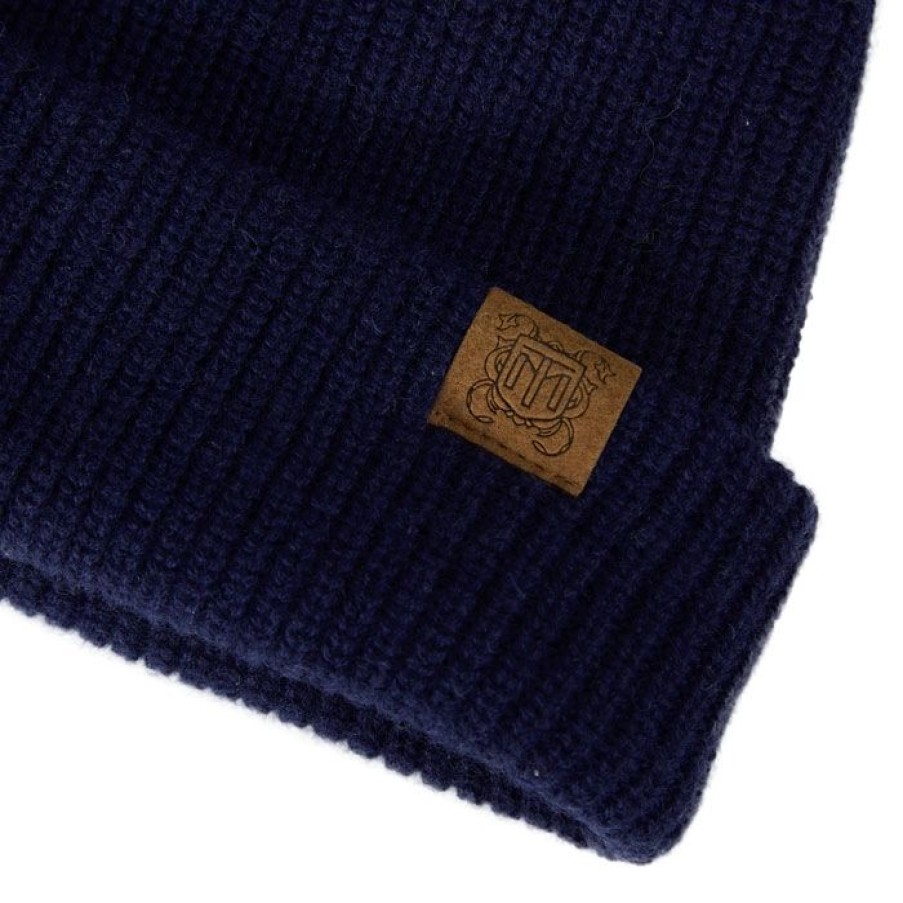 Miler Menswear | Granatowa Czapka Meska Beanie Z Welny Merino