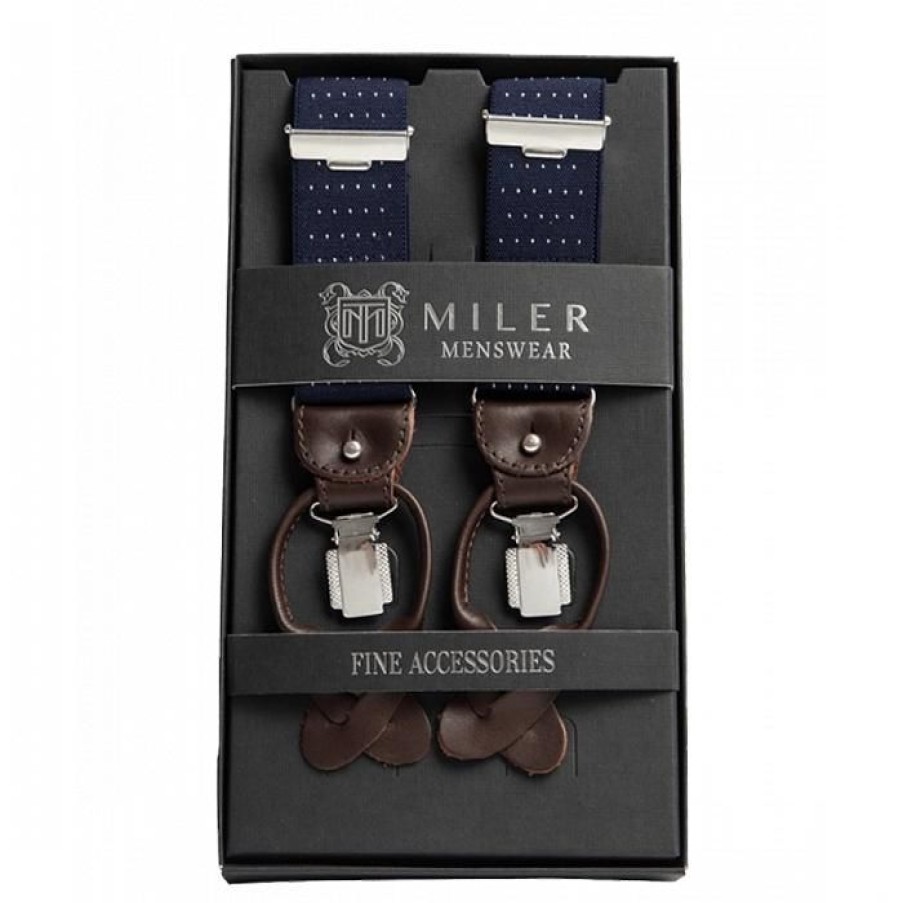 Miler Menswear | Szelki Do Spodni Granatowe W Kropki