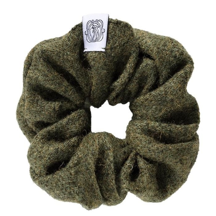 Miler Menswear | Memadam: Scrunchie Zielona Welniana Gumka Do Wlosow Z Harris Tweedu