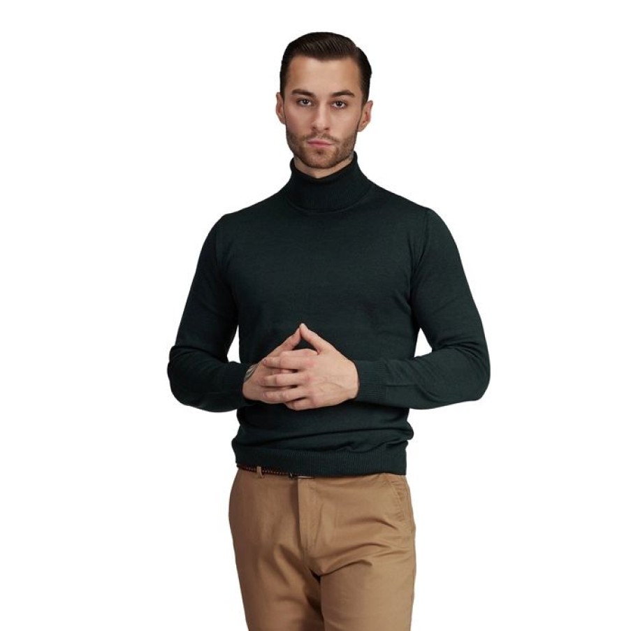 Miler Menswear | Golf Ciemnozielony Z Welny Merynosowej