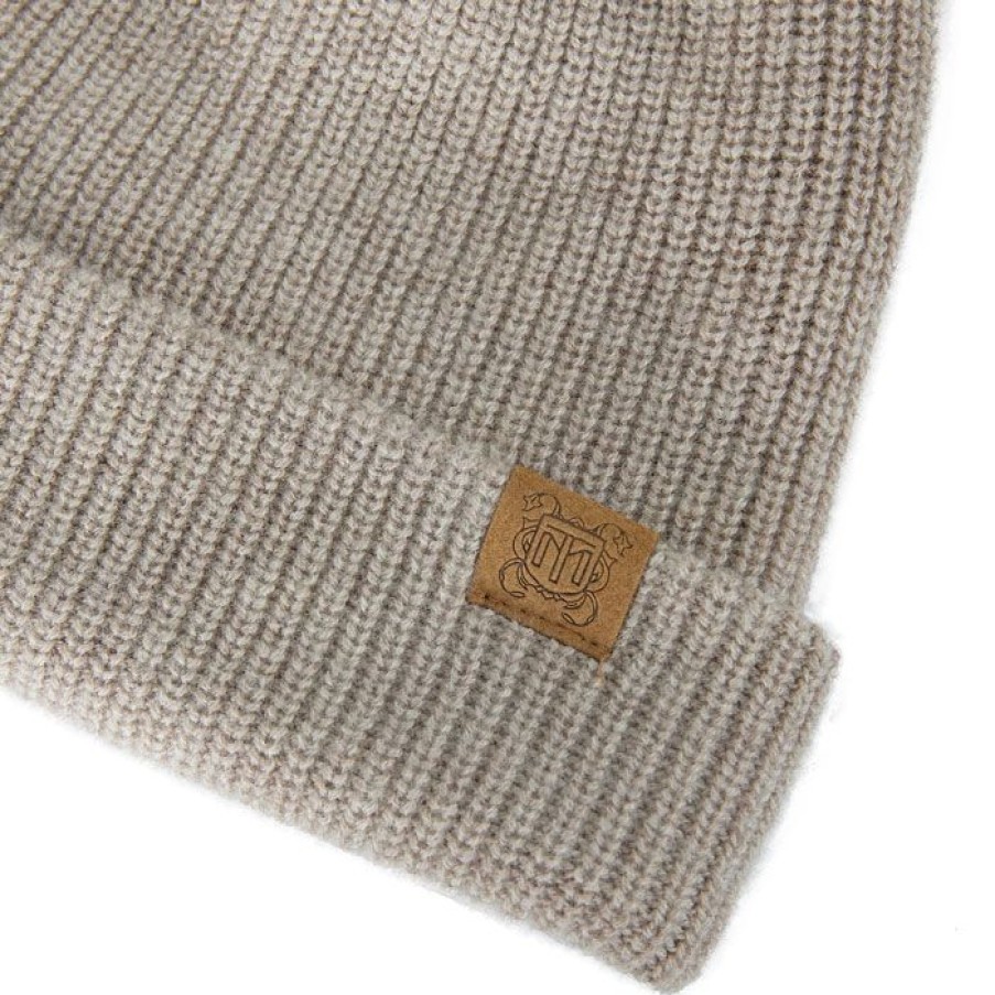 Miler Menswear | Piaskowa Czapka Meska Beanie Z Welny Merino