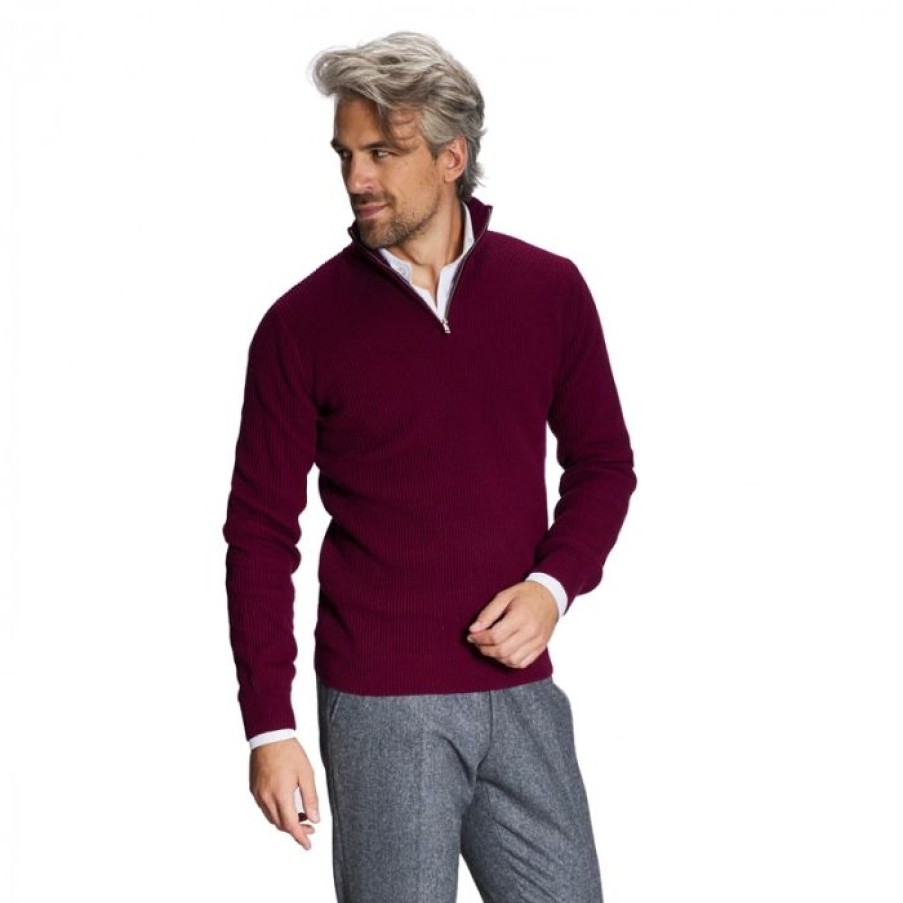 Miler Menswear | Bordowy Sweter Z Suwakiem