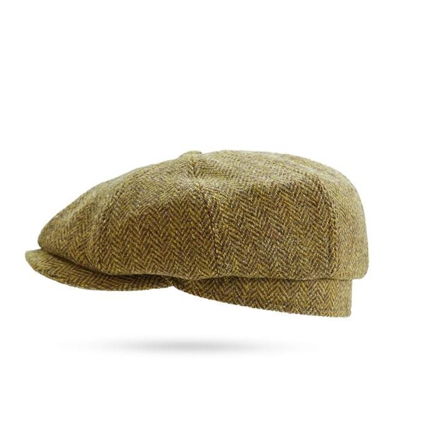 Miler Menswear | Brazowo-Zloty Kaszkiet Meski Driver'S Cap Harris Tweed Eday