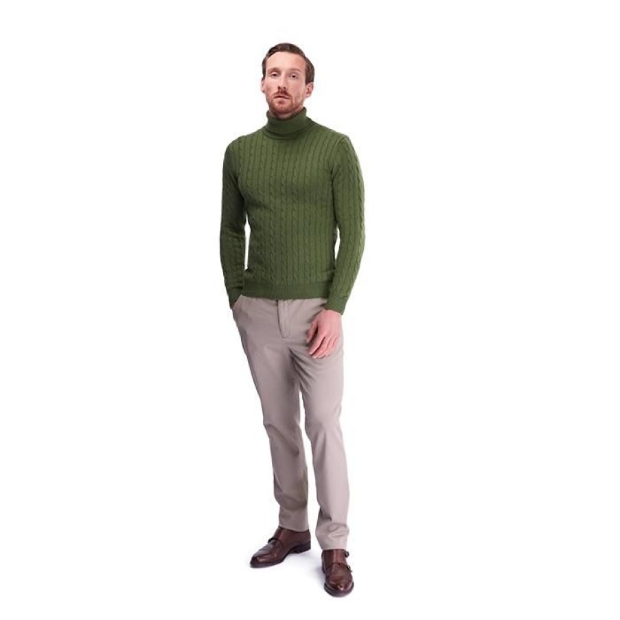 Miler Menswear | Zielony Meski Golf Warkoczowy