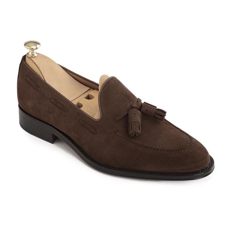 Miler Menswear | Zamszowe Buty Meskie Miler Tassel Loafers Brazowe