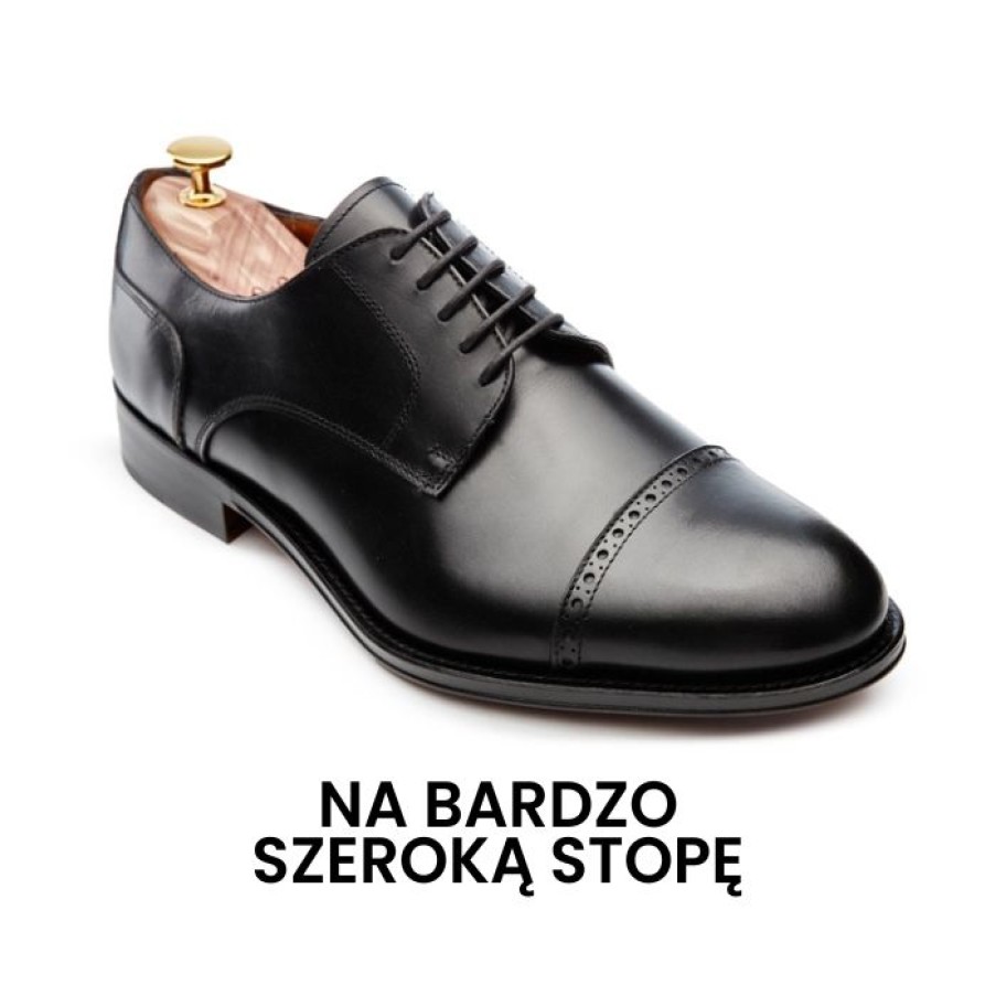 Miler Menswear | Buty Meskie Miler Derby Czarne Na Szeroka Stope