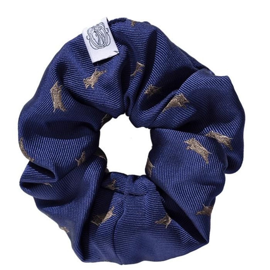 Miler Menswear | Memadam: Scrunchie Granatowa Jedwabna Gumka Do Wlosow W Dziki